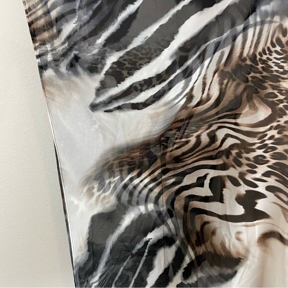 Chico's Brown Black Off White Animal Print  Sheer Kimono S/M - Picture 6 of 11